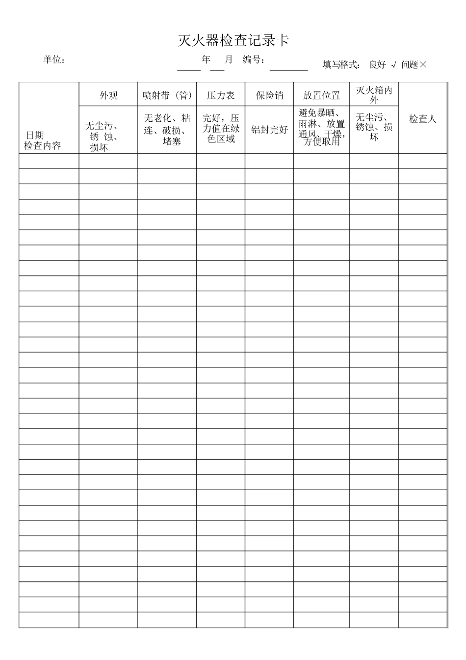 灭火器检查记录卡_第1页
