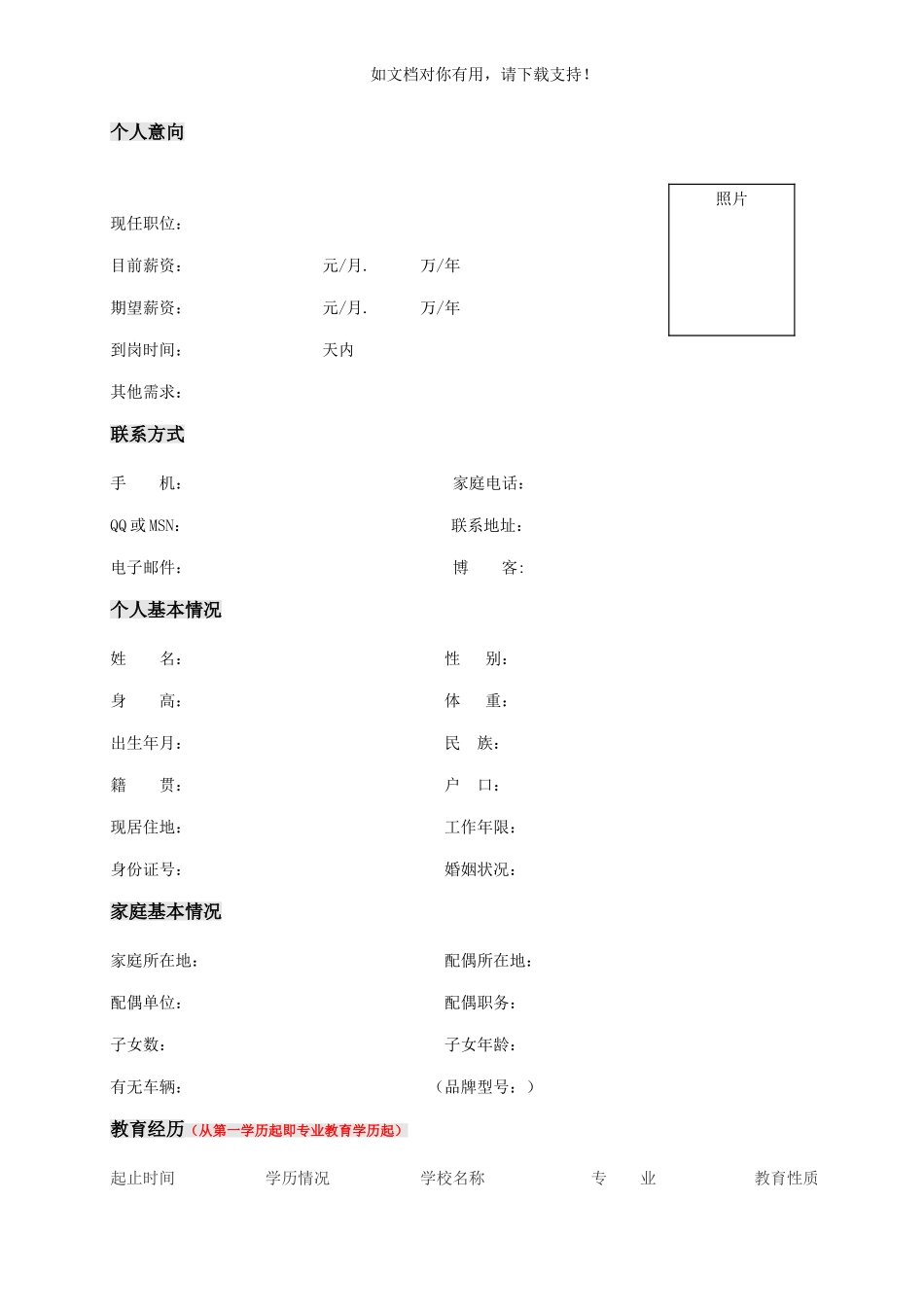 某著名猎头公司高级人才候选人简历模板(新)_第2页