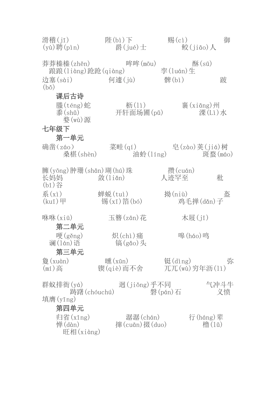 人教版初中语文字词注音汇总_第2页