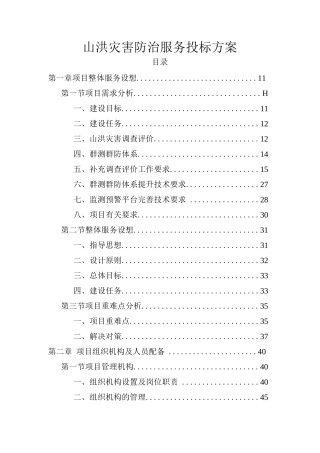 山洪灾害防治服务投标方案（技术标）