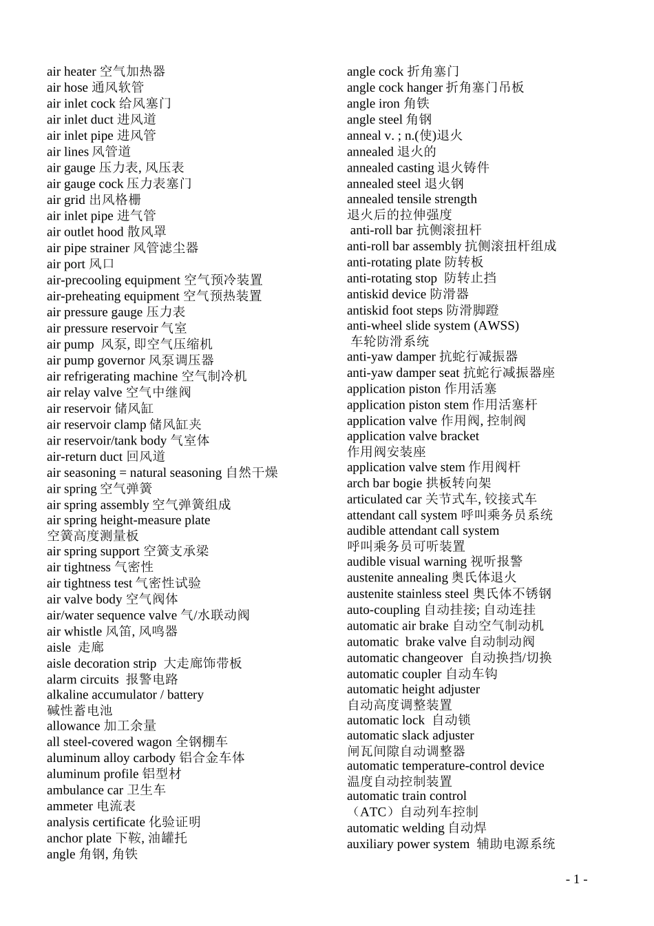 铁道车辆词汇英汉对照(简)_第2页