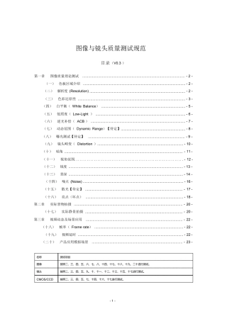 图像与镜头质量测试规范