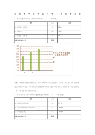 问题教学法调查问卷及问卷分析