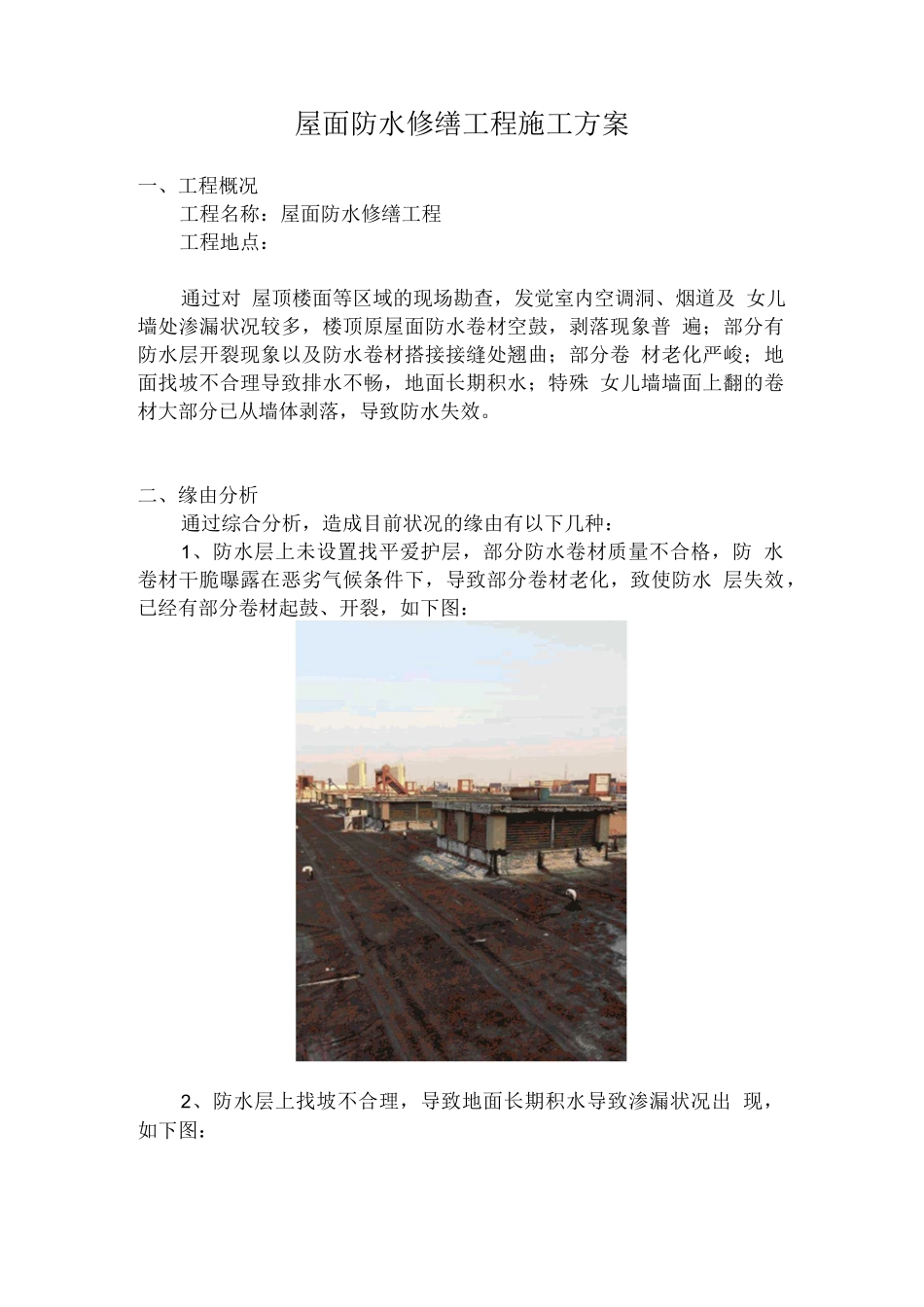 屋面防水修缮施工方案_第1页