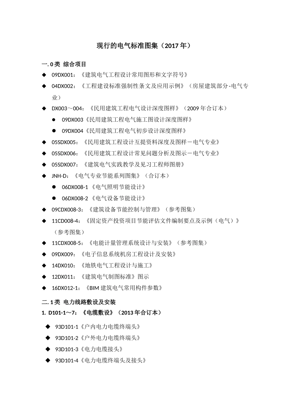 现行的电气标准图集目录(2017年)_第1页