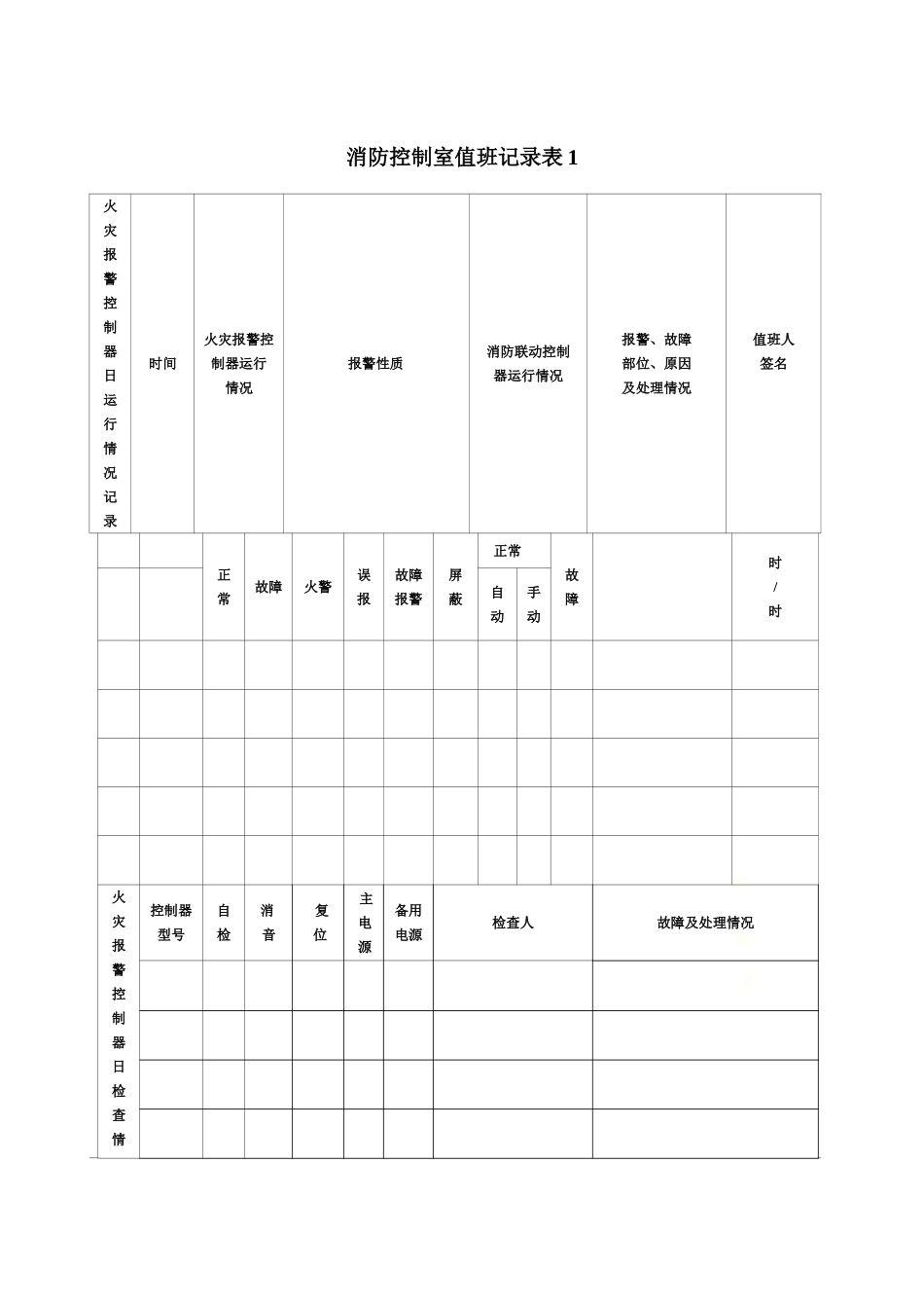 消防控制室值班记录表_第2页