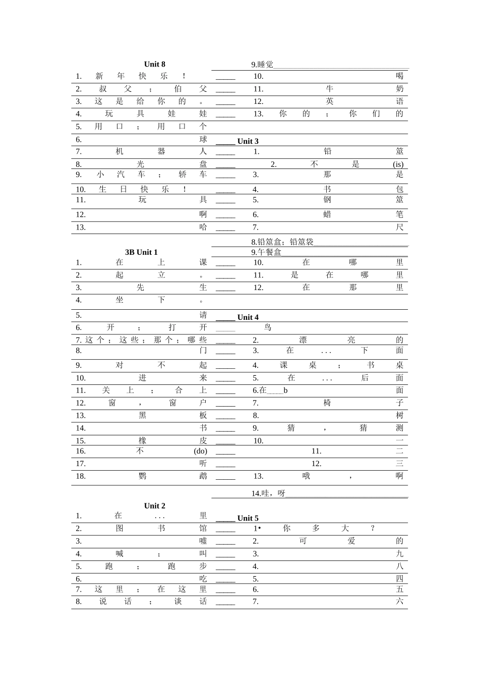 小学三到六年级全册单词默写（素材）-2023-2024学年译林版（三起）小学英语_第2页