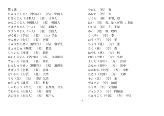 新标准日本语 词汇表(初级全册)
