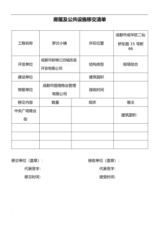 新老物业移交表格(全套)