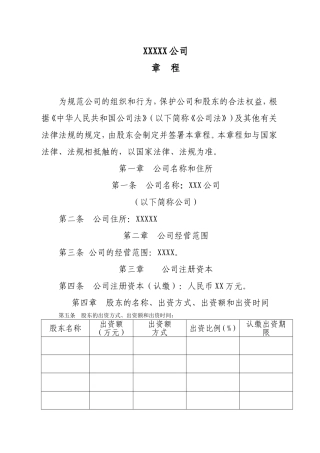 新有限公司章程