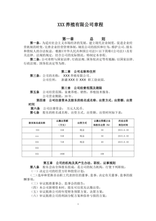 养殖有限公司章程