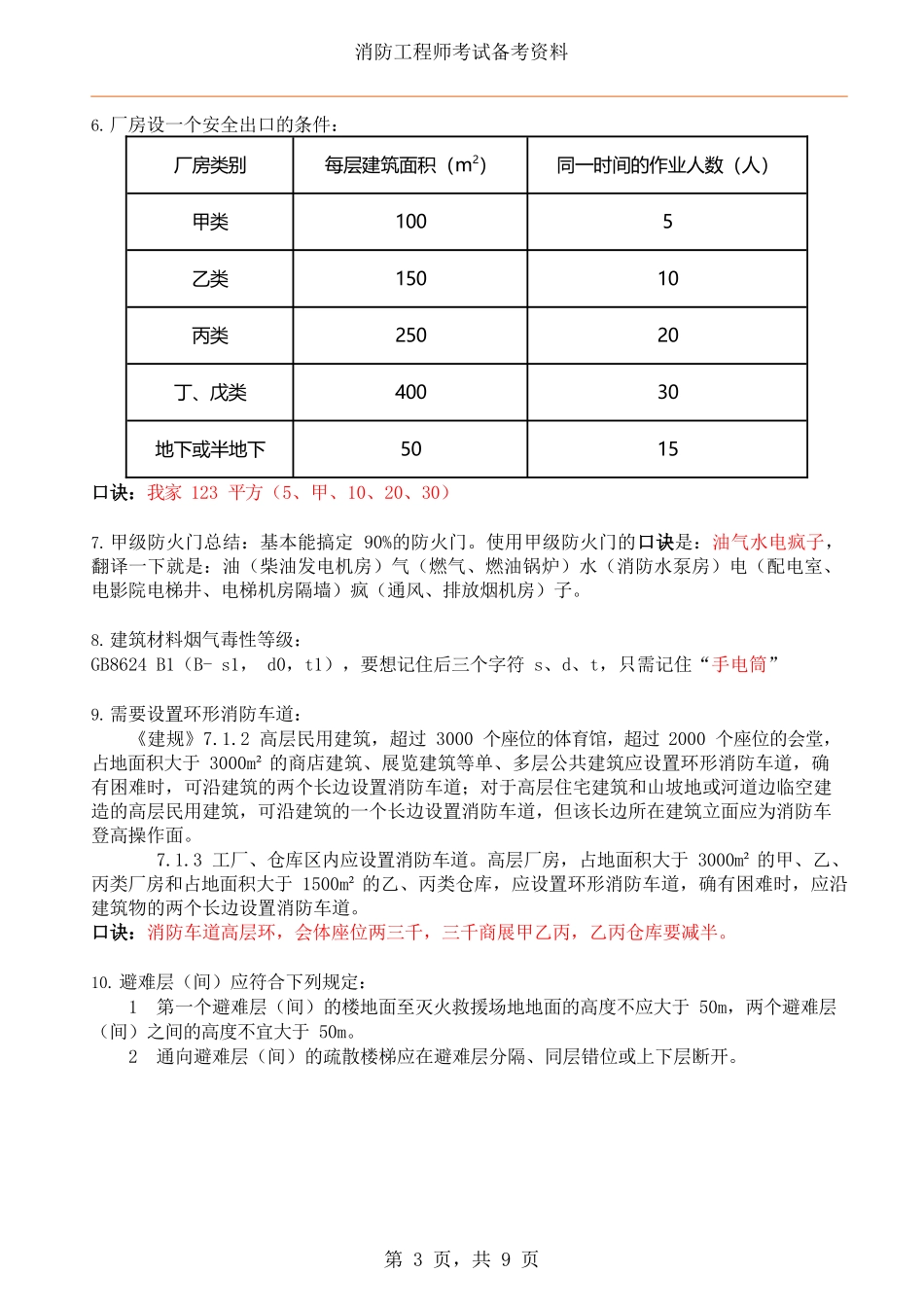 一级消防工程师记忆诀窍(顺口溜)_第3页
