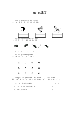一年级语文《汉语拼音(声母韵母)》专项练习
