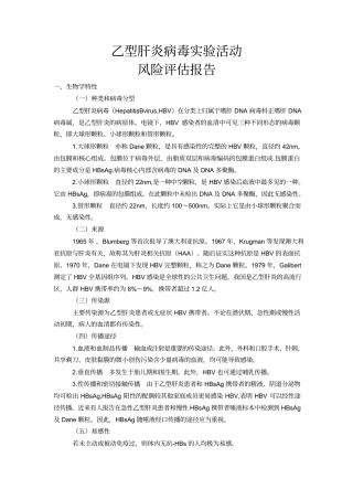 乙型肝炎病毒实验活动风险评估报告