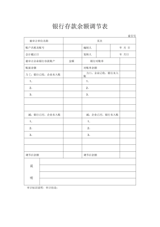 银行余额调节表