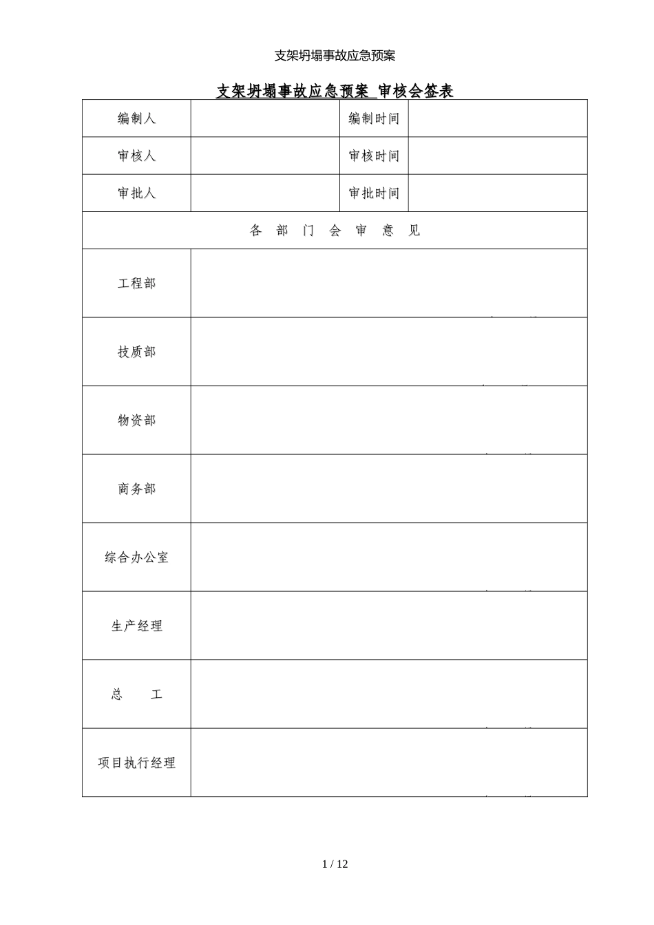 支架坍塌事故应急预案_第1页