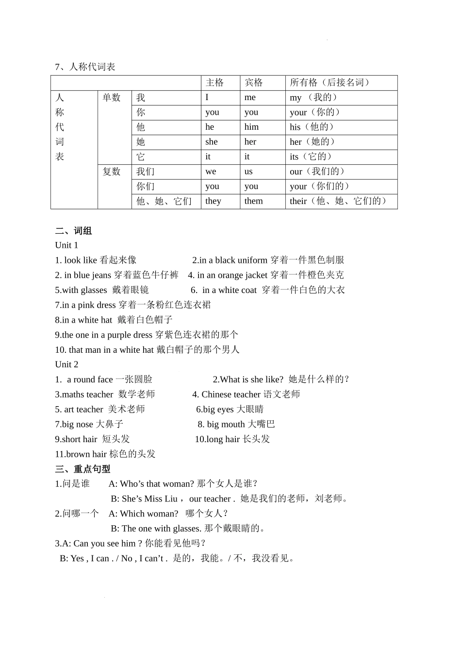 知识点整理（素材）教科版（广州）英语四年级下册_第3页