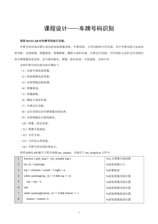 智能网联汽车概论--课程设计2--车牌号码识别