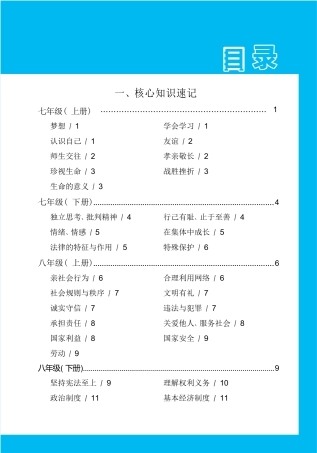 中考《基础知识记背册》道法