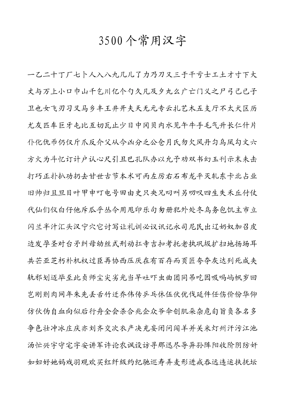 字典中常用汉字(3500)_第1页