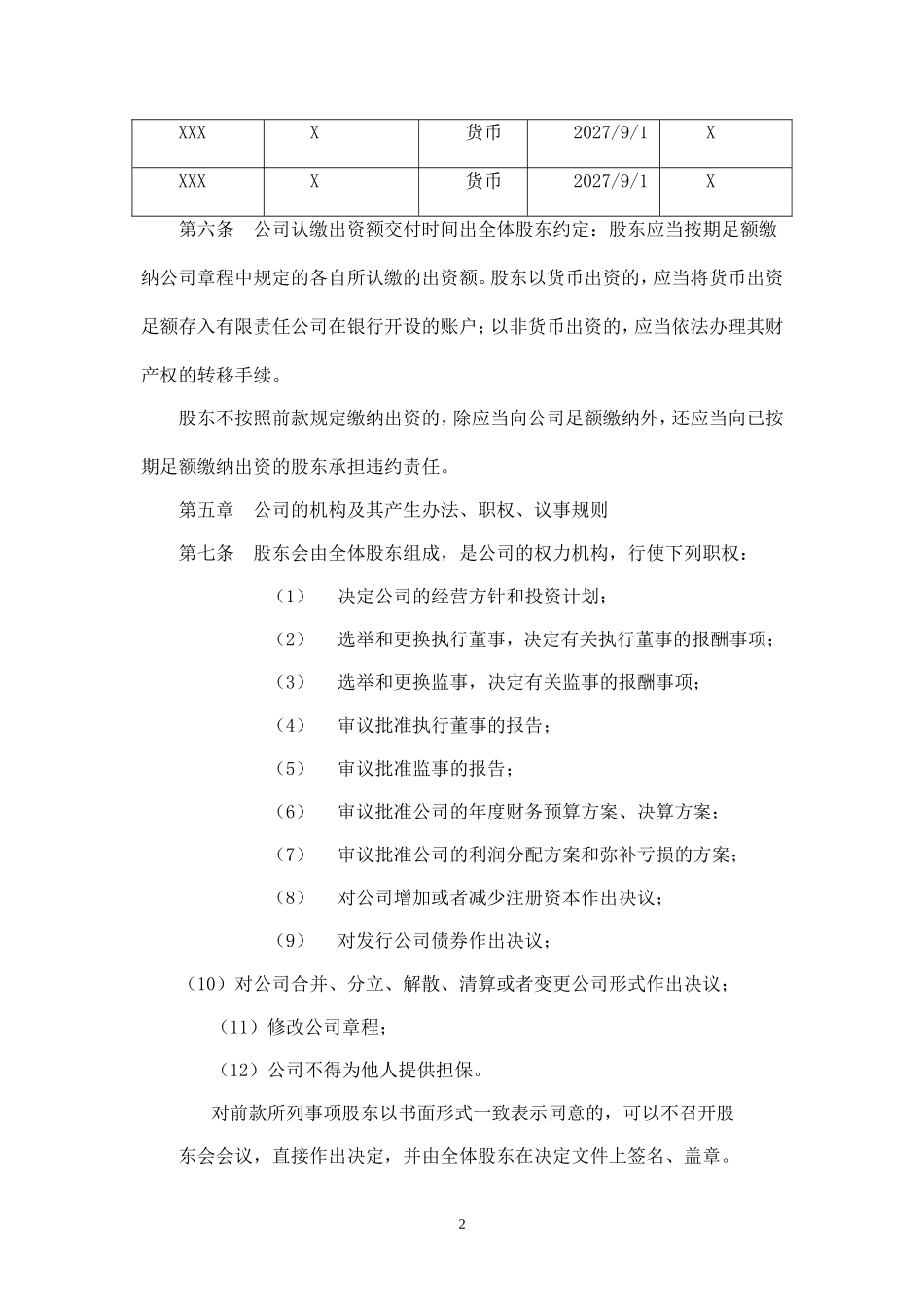 最好用的有限公司章程范本_第2页