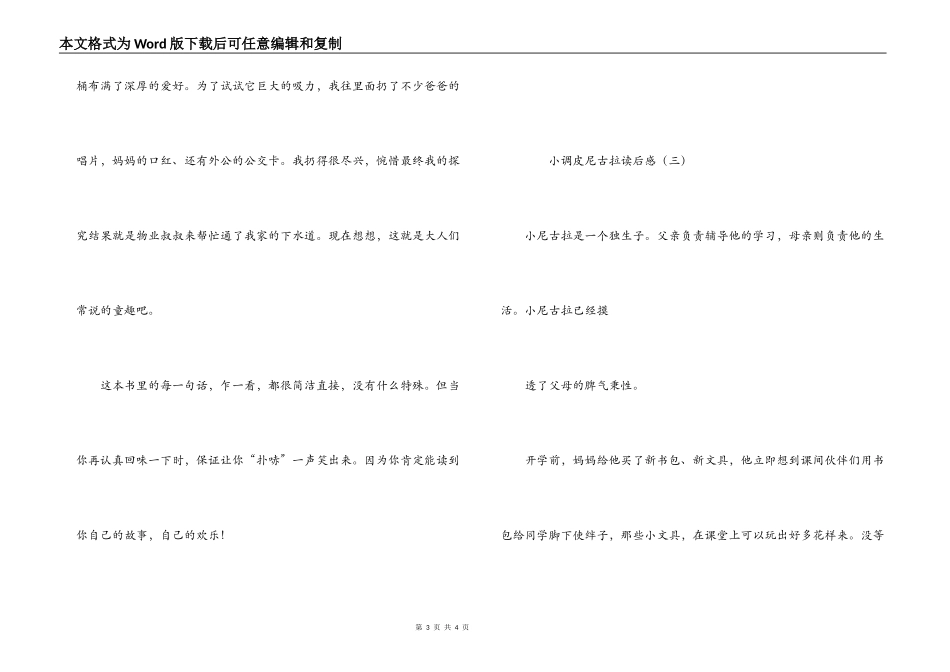 小淘气尼古拉读后感_第3页