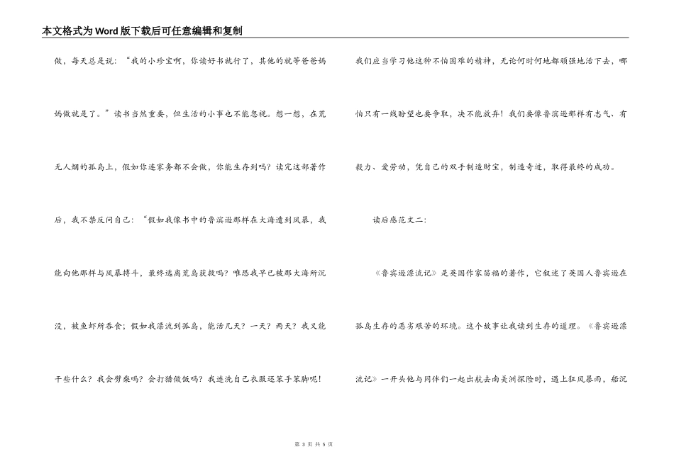 《鲁宾逊漂流记》读后感2篇_第3页