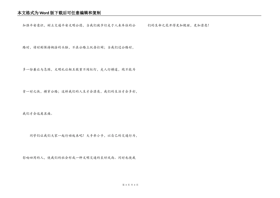 小学生演讲稿-红灯短暂而生命长久_第3页