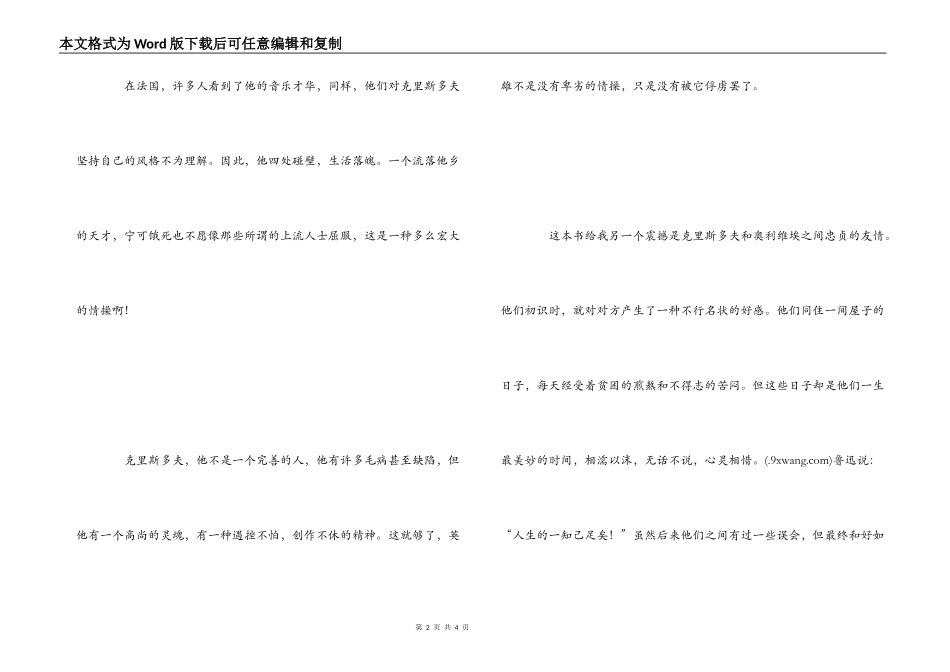 约翰克里斯多夫读书笔记_第2页