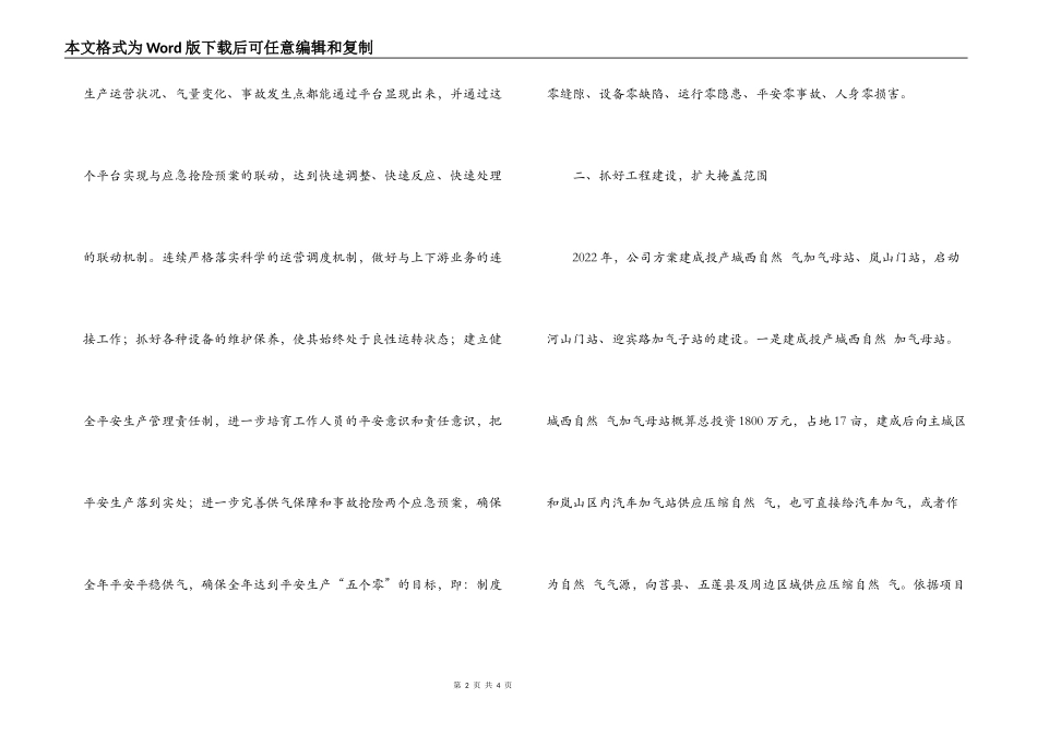 天然气公司2022年工作安排_第2页