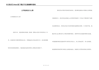 公司轮岗实习心得