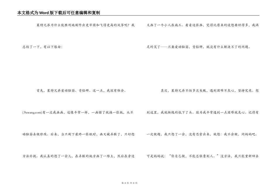 《卖风筝的两兄弟》读后感_第2页