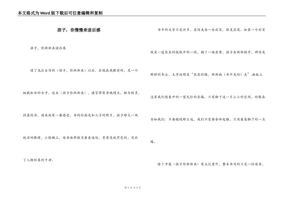 孩子，你慢慢来读后感_第1页