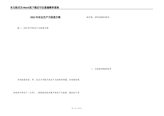 2022年安全生产大检查方案