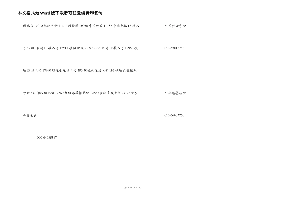 银行保险业服务电话_第2页