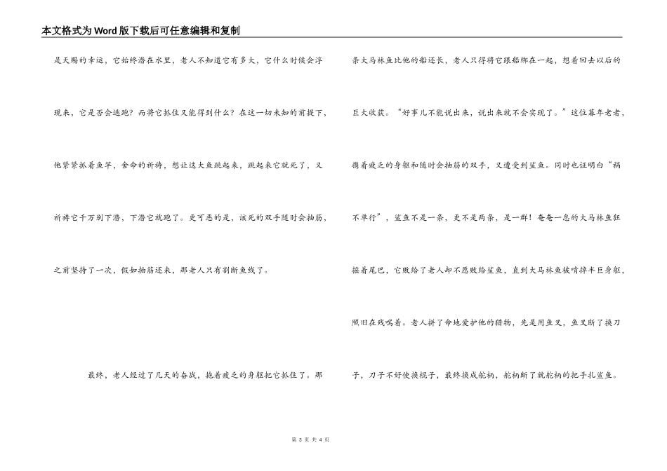 《老人与海》读后感1000字_1_第3页