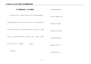 伤不起歌曲串词；伤不起歌词