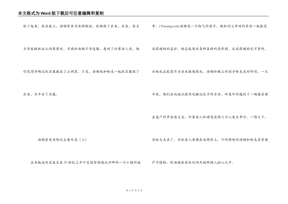 汤姆索亚历险记主要内容_第2页