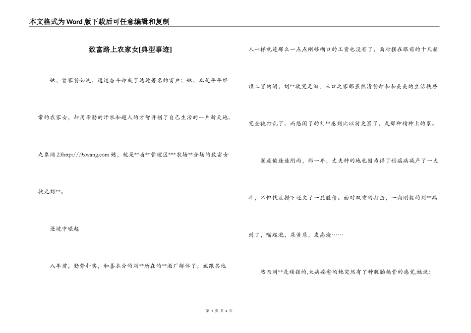 致富路上农家女[典型事迹]_第1页