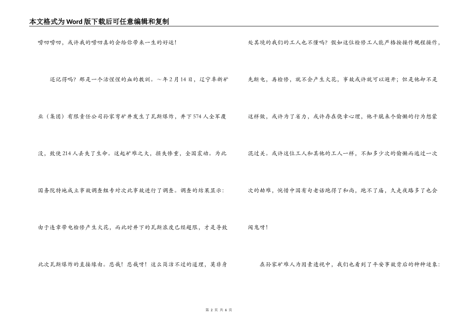 煤矿安全生产演讲稿-我说安全_第2页