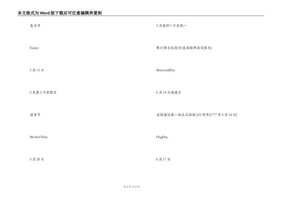 2022年美国节日表_1_第3页