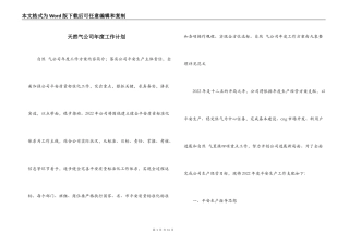 天然气公司年度工作计划