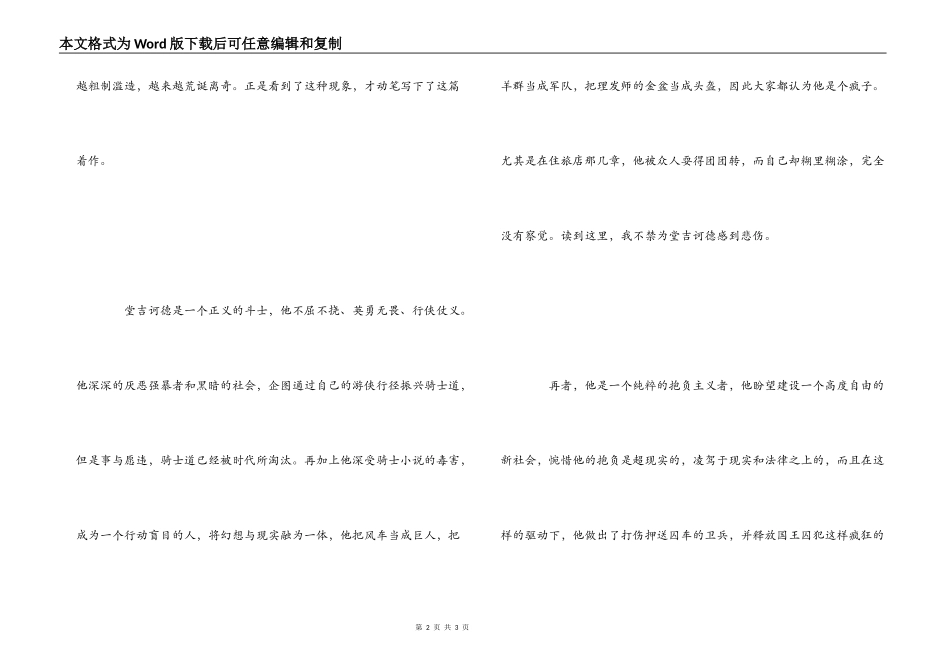 堂吉诃德读后感800字_第2页