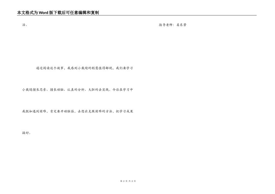智慧过人的小裁缝读后感_第2页