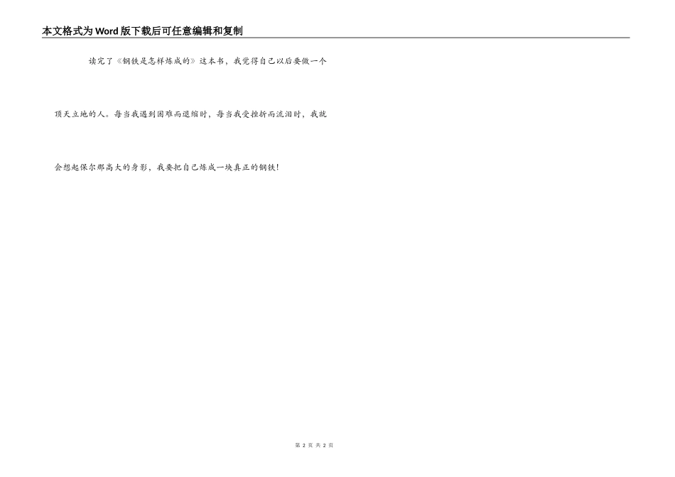 《钢铁是怎样炼成》读后感_第2页