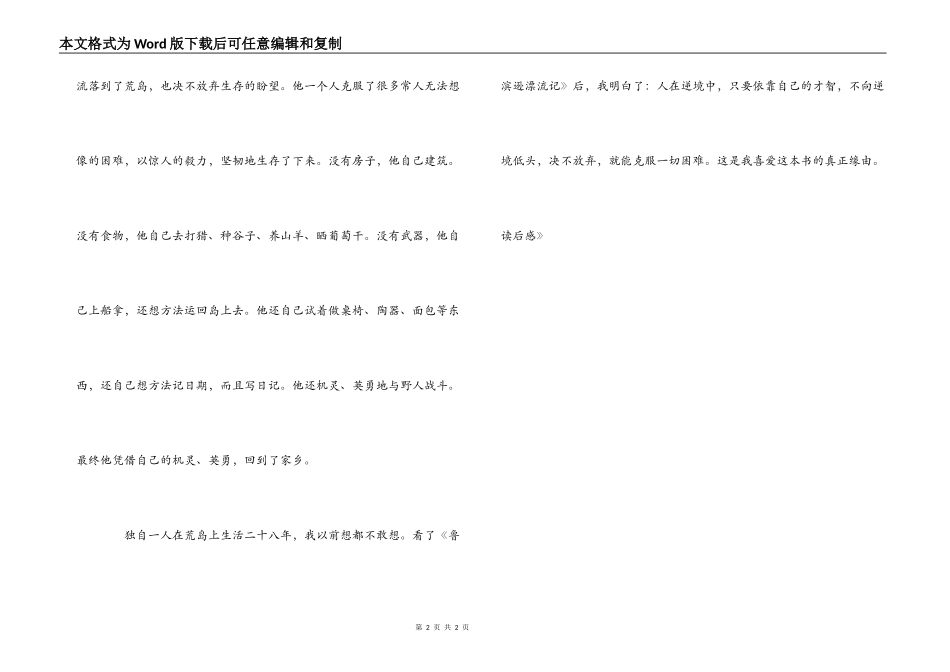 《鲁滨逊漂流记》读后感_第2页