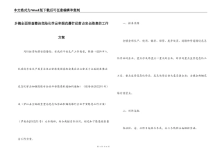 乡镇全面排查整治危险化学品和烟花爆竹经营点安全隐患的工作方案