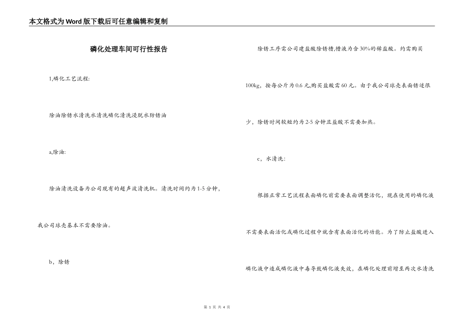 磷化处理车间可行性报告_第1页