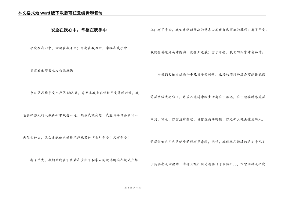 安全在我心中，幸福在我手中_第1页