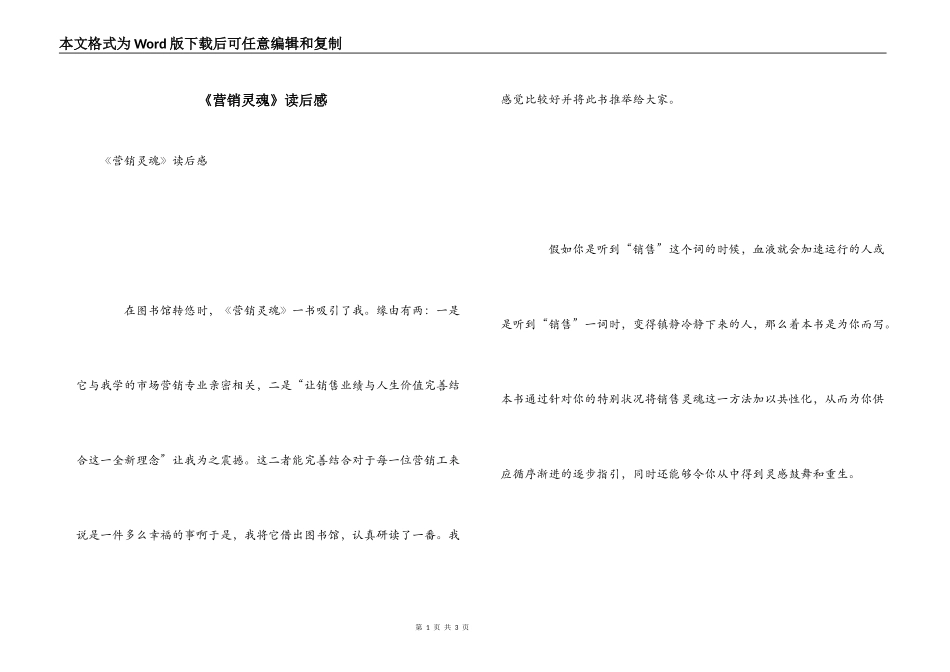 《营销灵魂》读后感_第1页